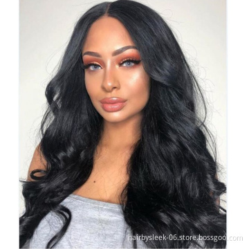 Rebecca Fashion 360 Degree Lace Frontal Wigs 100% Body Wave Human Hair Wigs For Black Women 150% Density Natural Black Color